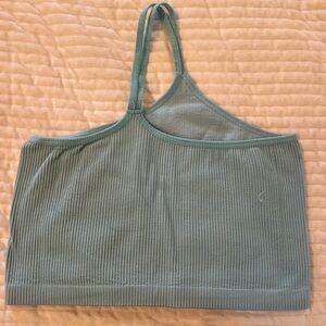 Ribbed blue Strapless Top